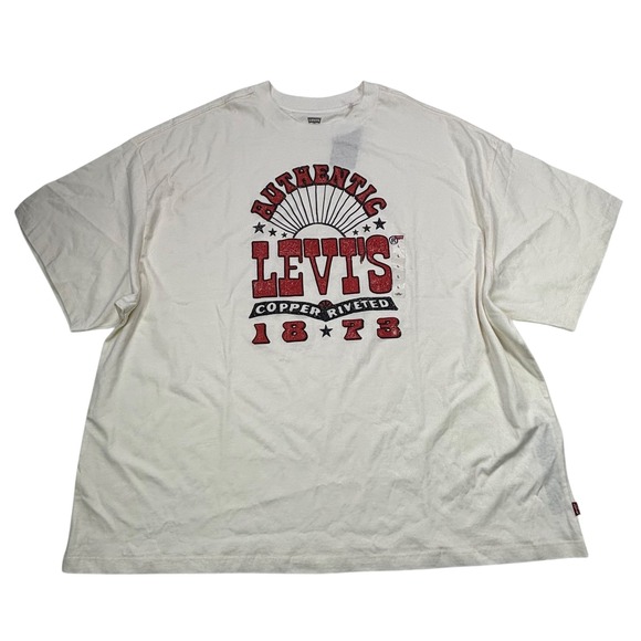 Levi's Authentic Copper Riveted 1873 Graphic T Shirt Mens Size L White Red NEW - Picture 2 of 15